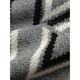 Men's Soft Beige/Brown/Argyle Sweater Vest - Slim Fit V-Neck Pullover, Knit Office & Formal Attire, Autumn/Winter Layering Piece for Business Casual or Casual Attire, Sophisticated Weave, Ribbed Texture, PLUS SIZE