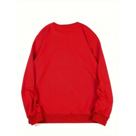 Men's Heavyweight Logo/Text Crew Neck Sweater - Personalized Bulk Orders, Pholyester Pullover for Team Uniforms, Promotions & Casual Wear, Loose Fit Winter Sweater with Logo Printing (Logo/Name/Message), PLUS SIZE