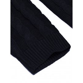 Men'S Shawl Collar Pullover Sweater Slim Fit Casual Button Cable Knit Sweaters, Plus Size