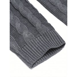 Men'S Shawl Collar Pullover Sweater Slim Fit Casual Button Cable Knit Sweaters, Plus Size