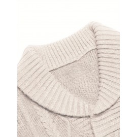 Men'S Shawl Collar Sweaters V-Neck Relaxed Fit Cable Pullovers, Plus Size