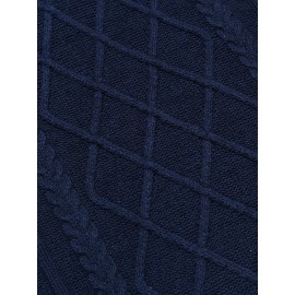 Men'S Shawl Collar Sweaters V-Neck Relaxed Fit Cable Pullovers, Plus Size