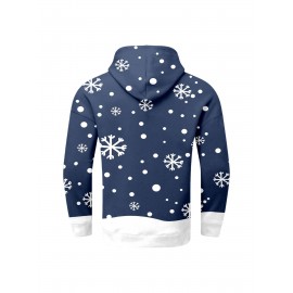 Fleece-Lined Winter Holiday Hooded Sweatshirt - Warm Cozy Pullover Hoodie with Soft, Casual Round Neck Sweater for Christmas, New Year's & Outdoor Activities, Machine Washable (Regular Fit), PLUS SIZE