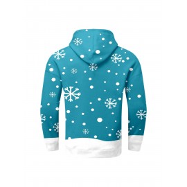 Fleece-Lined Winter Holiday Hooded Sweatshirt - Warm Cozy Pullover Hoodie with Soft, Casual Round Neck Sweater for Christmas, New Year's & Outdoor Activities, Machine Washable (Regular Fit), PLUS SIZE