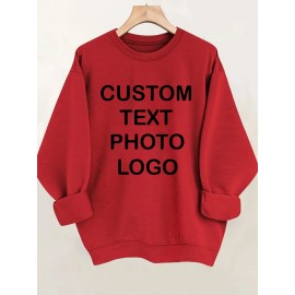 Men'S Custom Photo/Text/Logo Hoodie - Personalized All-Season Sweatshirt with Your Own Design, Loose Fit Round Neck, Durable Affordable Printed Sweater for Events, Promotional Gifts & Daily Wear - Custom Clothing Service, Plus Size Sweaters for Men
