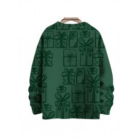 Men'S Winter Coat & T-Shirt - Long Sleeve Round Neck Thermal Base Layer, Olive Green with All-Over Print, Regular Fit Casual & Formal Wear, Warm Layering Top for Cold Weather, Versatile Everyday & Formal Outfits, Durable & Comfortable Men'S Fashion