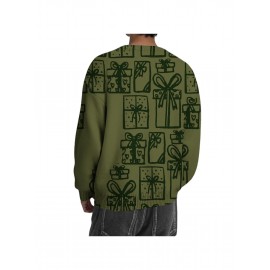 Men'S Winter Coat & T-Shirt - Long Sleeve Round Neck Thermal Base Layer, Olive Green with All-Over Print, Regular Fit Casual & Formal Wear, Warm Layering Top for Cold Weather, Versatile Everyday & Formal Outfits, Durable & Comfortable Men'S Fashion