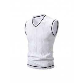 Men'S Heavyweight Sweater - Solid Burgundy Round Neck Pullover with Piping Trim, Regular Fit Winter Warmth, Casual & Formal Wear, Durable Easy-Care Sweater for Fall and Winter Layering (Coat-Compatible Hanging Hooks Included) - Versatile Everyday &