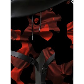 Men'S 3D Printed Camouflage Hoodie - Durable Blend Lightweight Pullover with Adjustable Hood, Long Sleeve Casual Streetwear Sweatshirt for Outdoor Activities & Casual Attire, All-Season Comfortable Men'S Fashion Apparel (Green/Brown), Plus Size