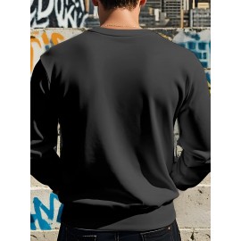 Men's Christmas Tree Print Sweatshirt - Long Sleeve Crew Neck Casual Pullover with Merry Christmas Lettering & Snowflake Design, Purple Red/Green Holiday Sweater for Spring/Autumn, Festive Winter Party Outfit, PLUS SIZE