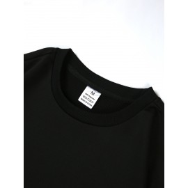 Men's Christmas Tree Print Sweatshirt - Long Sleeve Crew Neck Casual Pullover with Merry Christmas Lettering & Snowflake Design, Purple Red/Green Holiday Sweater for Spring/Autumn, Festive Winter Party Outfit, PLUS SIZE