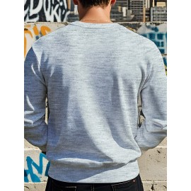 Men's Christmas Tree Print Sweatshirt - Long Sleeve Crew Neck Casual Pullover with Merry Christmas Lettering & Snowflake Design, Purple Red/Green Holiday Sweater for Spring/Autumn, Festive Winter Party Outfit, PLUS SIZE