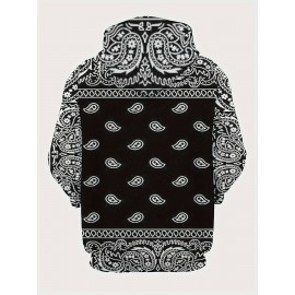 Men's Plus Size Hoodie - Soft Stretch Fabric Pullover Sweatshirt with Drawstring Hood & Front Pocket, Black with White-eye design - Regular Fit Long Sleeve Urban streetwear for Big & Tall Men - Machine Washable Everyday & Party Outfits, PLUS SIZE