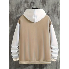 Men's Large Size Baseball Jacket with Letter 'M' Print (for Miami/other letters) - Buttonless Snap Closure, Machine-Washable Polyester Coat, Pockets - Casual Winter Outerwear for Big & Tall, Christmas Gift (No hat Included), PLUS SIZE