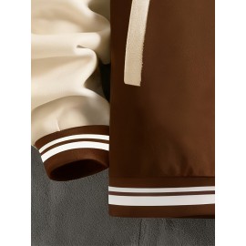 Men's Large Size Baseball Jacket with Letter 'M' Print (for Miami/other letters) - Buttonless Snap Closure, Machine-Washable Polyester Coat, Pockets - Casual Winter Outerwear for Big & Tall, Christmas Gift (No hat Included), PLUS SIZE