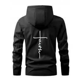 [Plus Size Sports Jacket] Lightweight Windproof Men's Plus Size Sports Jacket | Embroidered Letters, Zippered Pockets, Durable, Breathable, Machine Washable for All Seasons