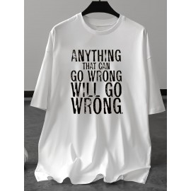 Plus Size Men'S Short Sleeve T-Shirt with Street Style, Vintage Distressed Murphy'S Law Slogan 