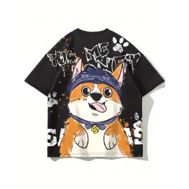 [Couple Set Dog Corgi T-shirt] Large Size Couple Set Adorable Dog Corgi PLUS SIZE Loose and Comfortable Summer Short Sleeve T-shirt