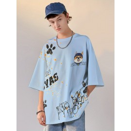 [Couple Set Dog Corgi T-shirt] Large Size Couple Set Adorable Dog Corgi PLUS SIZE Loose and Comfortable Summer Short Sleeve T-shirt