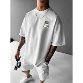 Men's Retro Gaming T-Shirt - 80s/90s Nostalgia Video Game Controllers & Mario//Donkey Print - Lightweight Breathable Short Sleeve Tee for Casual Summer Wear, Gaming Events & Parties (Retro Gamer Outfit), PLUS SIZE