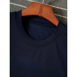 [Soft Plus Size T-Shirts] 4pcs Men's Plus Size Long Sleeve T-Shirt Set - Soft & Comfortable, 95% Polyester 5% Spandex, Solid Color, Round Neck, Casual Style, Perfect for Fall, Daily Wear