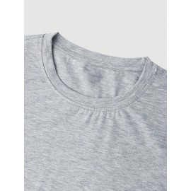 [Soft Plus Size T-Shirts] 4pcs Men's Plus Size Long Sleeve T-Shirt Set - Soft & Comfortable, 95% Polyester 5% Spandex, Solid Color, Round Neck, Casual Style, Perfect for Fall, Daily Wear