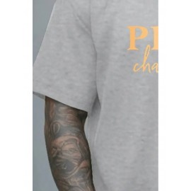 Men's Oversized Big & Tall Light Grey T-Shirt with Inspirational 