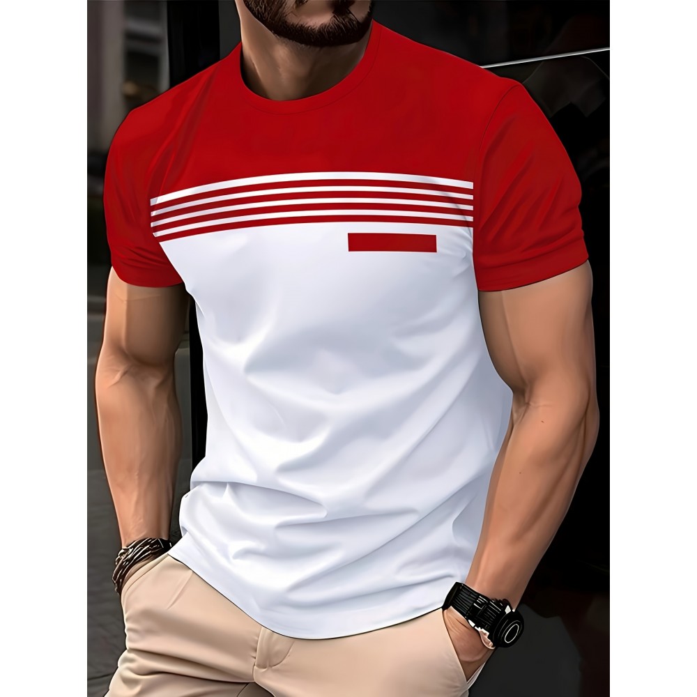3pcs Men'S Casual Crew Neck Short Sleeve T-Shirts- Light Gray with White Horizontal Stripes, Regular Fit, Slight Stretch Fabric, Stylish Black Watch Accessories, Casual Attire|Striped Tee|Stretchy Fabric, Everyday Outfit, Versatile Clothing, Minimalist Design, Modern Casual, Durable Construction, Breathable Fabric, Basic Tee, Striped Shirt, Plus Size, Men T Shirt High Quality, Men Plus Size Clothing, Big And Tall Men Clothing, Men Big And Tall Clothing, Big And Tall Graphic Tee, Plus