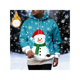 Fleece-Lined Winter Holiday Hooded Sweatshirt - Warm Cozy Pullover Hoodie with Soft, Casual Round Neck Sweater for Christmas, New Year's & Outdoor Activities, Machine Washable (Regular Fit), PLUS SIZE