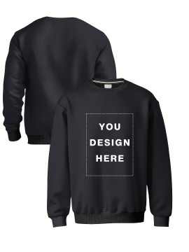 Men'S Heavyweight 12.35oz Personalized Sweater - Custom Text/Logo Printing, Loose Fit Crew Neck Long Sleeve, Soft Comfortable Casual & Formal Wear, Custom T-Shirt Design with Your Own Pattern, Ideal for Corporate Gifts, Events & Everyday Use - Durab