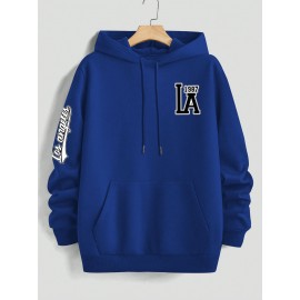 Men's Casual Hooded Sweater with Logo & 1985 Print - Oversized Brown Hoodie, Loose Fit Long Sleeve Pullover, Vintage Lettering, Machine Washable for Spring/Fall Layering (No Transparency), PLUS SIZE