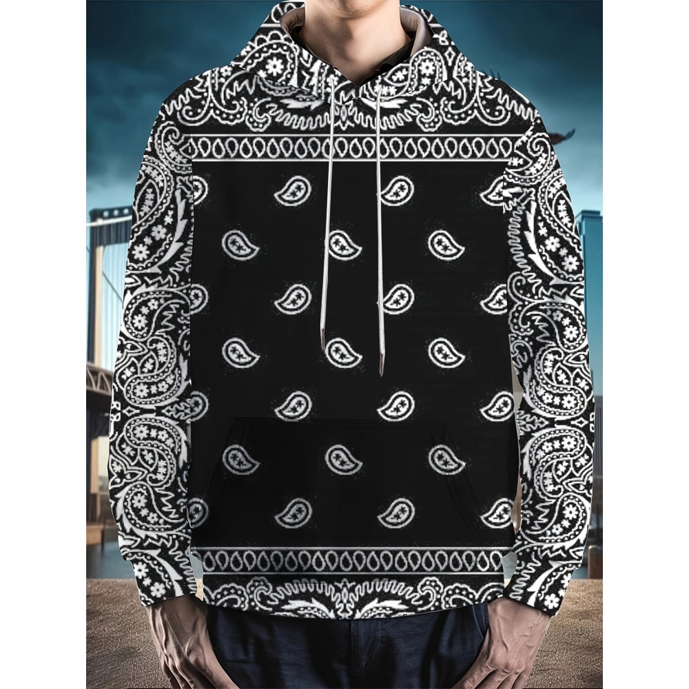 Men's Plus Size Hoodie - Soft Stretch Fabric Pullover Sweatshirt with Drawstring Hood & Front Pocket, Black with White-eye design - Regular Fit Long Sleeve Urban streetwear for Big & Tall Men - Machine Washable Everyday & Party Outfits, PLUS SIZE
