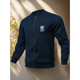 Men'S Plus-Size Casual Stylish Print Pocket Jacket, Plus Size